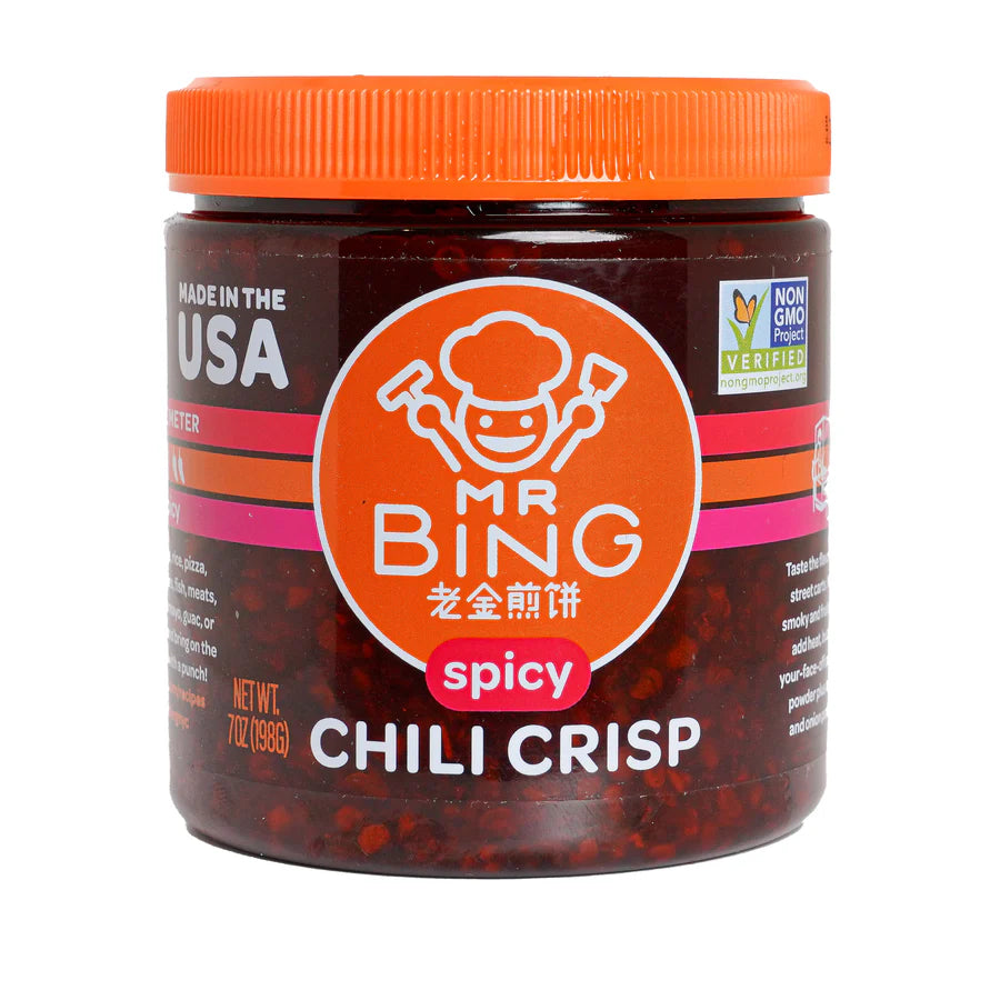 Mr. Bing Spicy Chili Crisp, Authentic Sichuan Seasoning – 7 oz (Pack of 6)