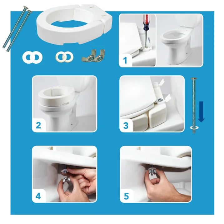 Carex Elongated Raised Toilet Seat - Elevated Riser for Standard & Elongated Toilets - 300 lb Capacity