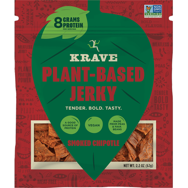 Krave Smoked Chipotle Plant Jerky - 8 Pack of 2.2 Oz Vegan Jerky - Cozy Farm