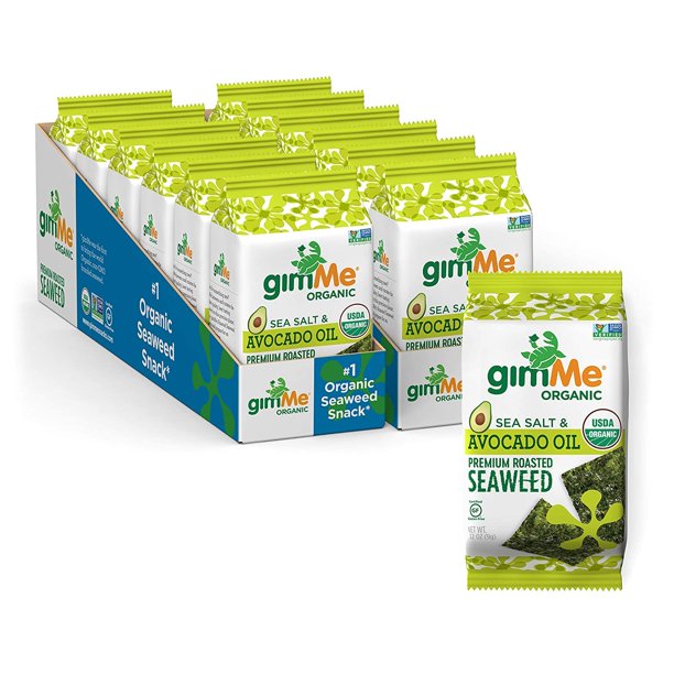 Gimme Organic Seaweed Snacks - 8 Sea Salt & Avocado Oil Snack Packs (0.16 Oz Per Pack) - Cozy Farm