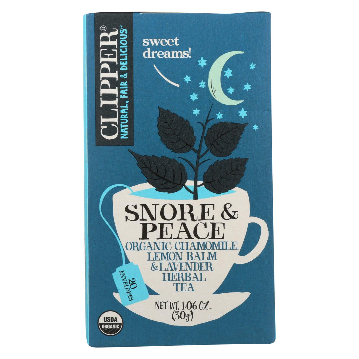 Clipper Tea Organic Snore and Peace Tea, Calming Herbal Blend, 20 Tea Bags per Box (Pack of 6) - Cozy Farm