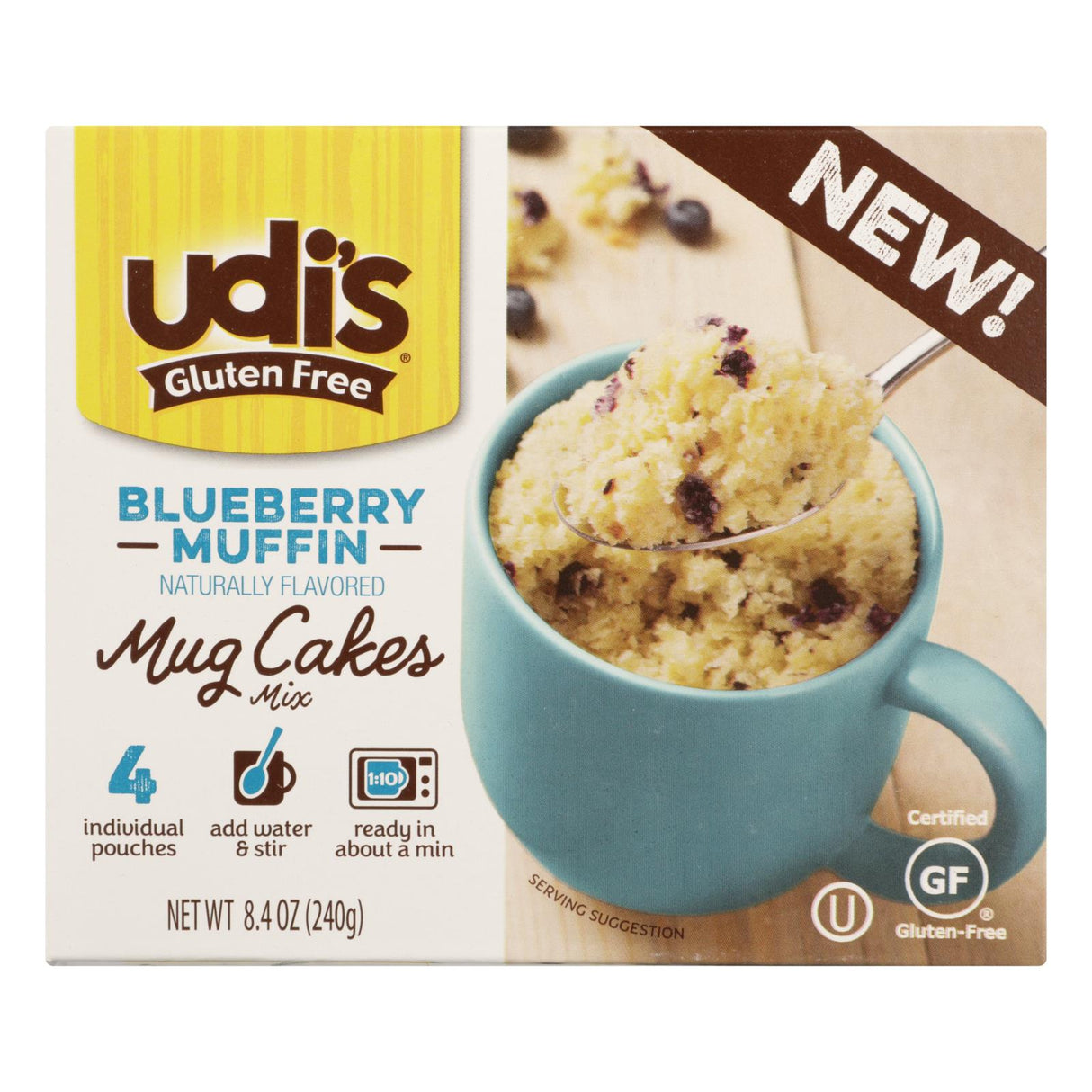 Udi's Mix Mug Cake Blbry Muf - 8.4 Oz (Case of 6) - Cozy Farm