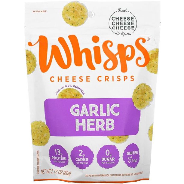 Whisps Garlic & Herb Cheese Crisps | 2.12 Oz, Case of 12 - Cozy Farm