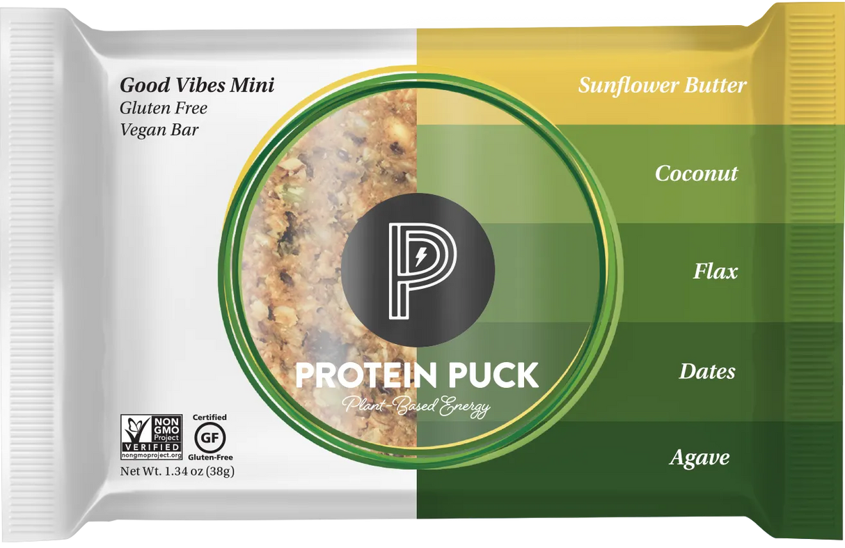Good Vibes Protein Puck Bar | Sunflower Butter | Gluten-Free | 12 Count - Cozy Farm