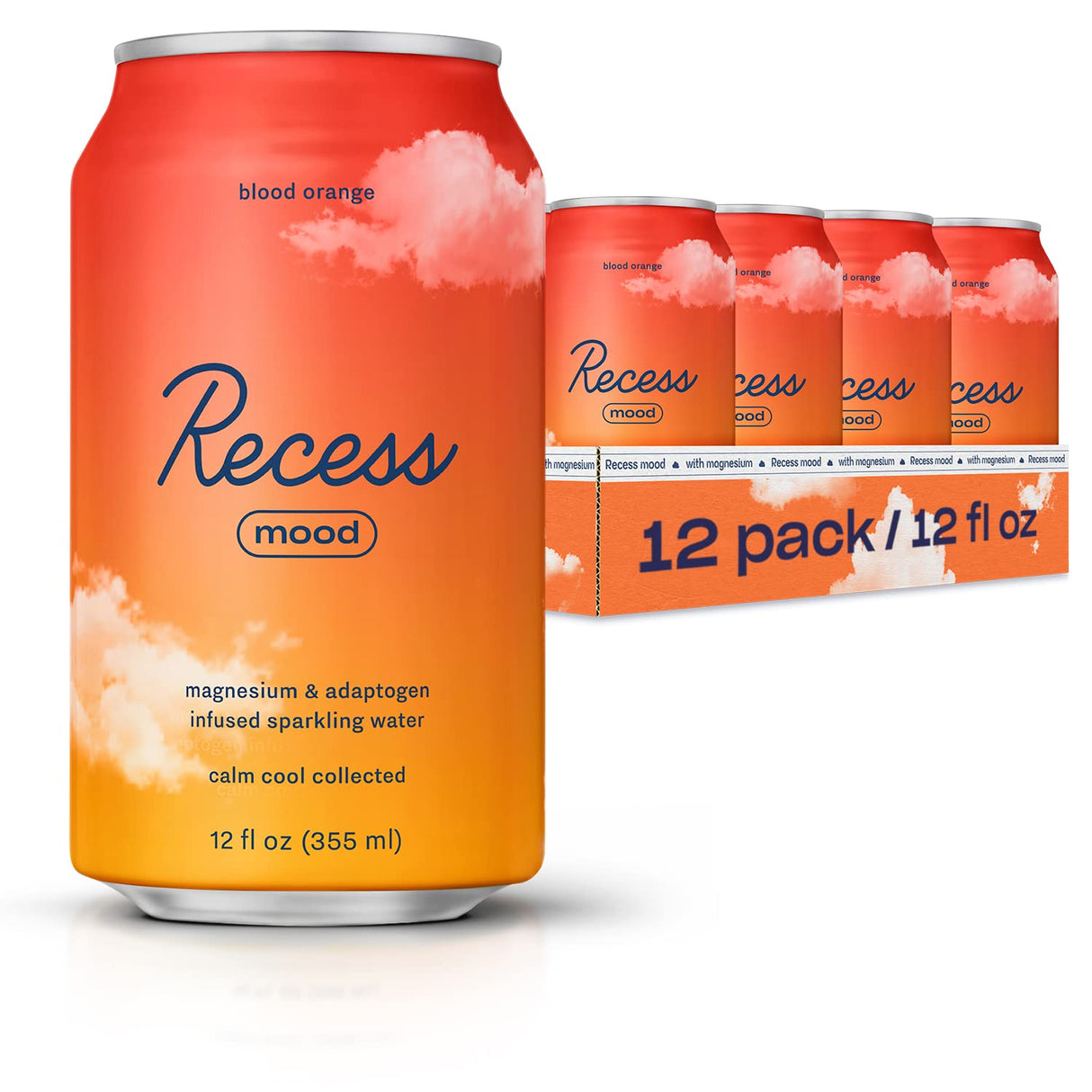 Recess Sparkling Water, Blood Orange & Magnolia, 12oz Cans (12-Pack) - Cozy Farm