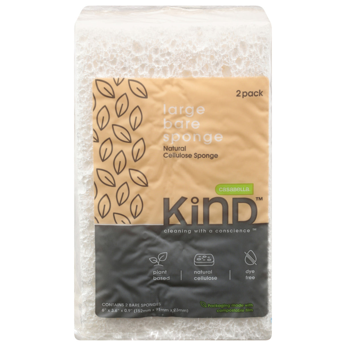 Casabella Kind Bare Plant-Based Sponges - 2 Ct, Pack of 12 - Cozy Farm