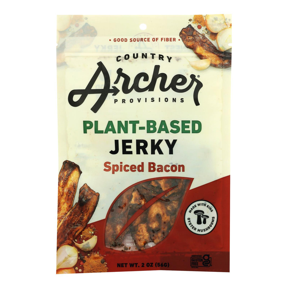 Country Archer Plant-Based Spicy Bacon Jerky, 12 x 2 oz Packs - Cozy Farm