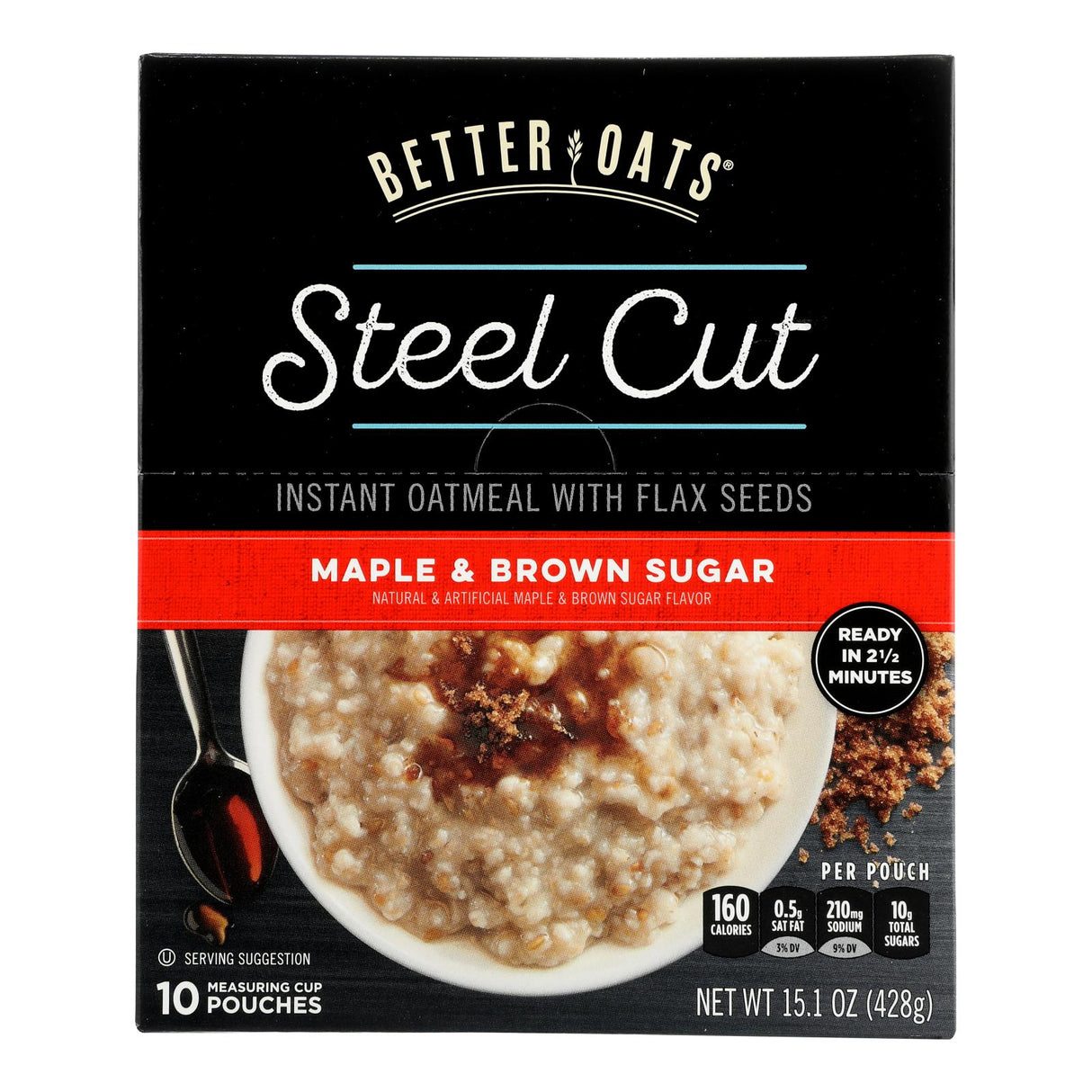 Better Oats Steel Cut Instant Oatmeal, Maple & Brown Sugar, Flax Seeds, 15.1 Oz (Pack of 6) - Cozy Farm