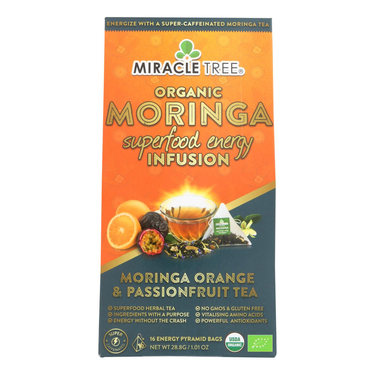 Miracle Tree Moringa Orange Tea - 16 Tea Bags (5 Pack) - Cozy Farm