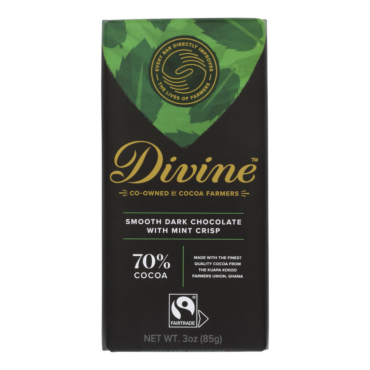 Divine Dark Chocolate Bar with Mint Crisp - 12 Pack - 3 Oz - Cozy Farm
