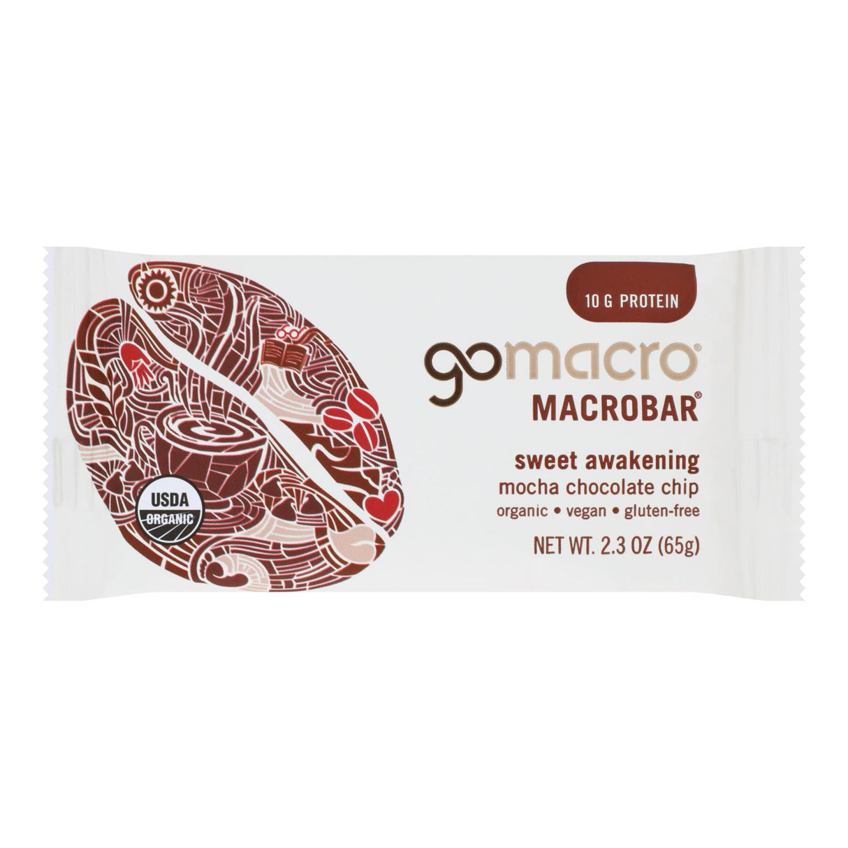 Gomacro Organic Mocha Chocolate Chip Bar, 12-Pack, 2.3 Oz - Cozy Farm