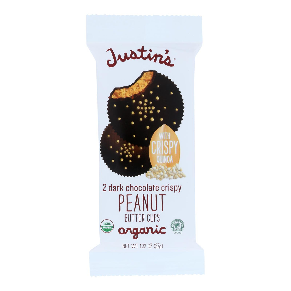 Justin's Dark Chocolate Covered Peanut Butter Crisp - 12 Pack (1.32 oz Each) - Cozy Farm