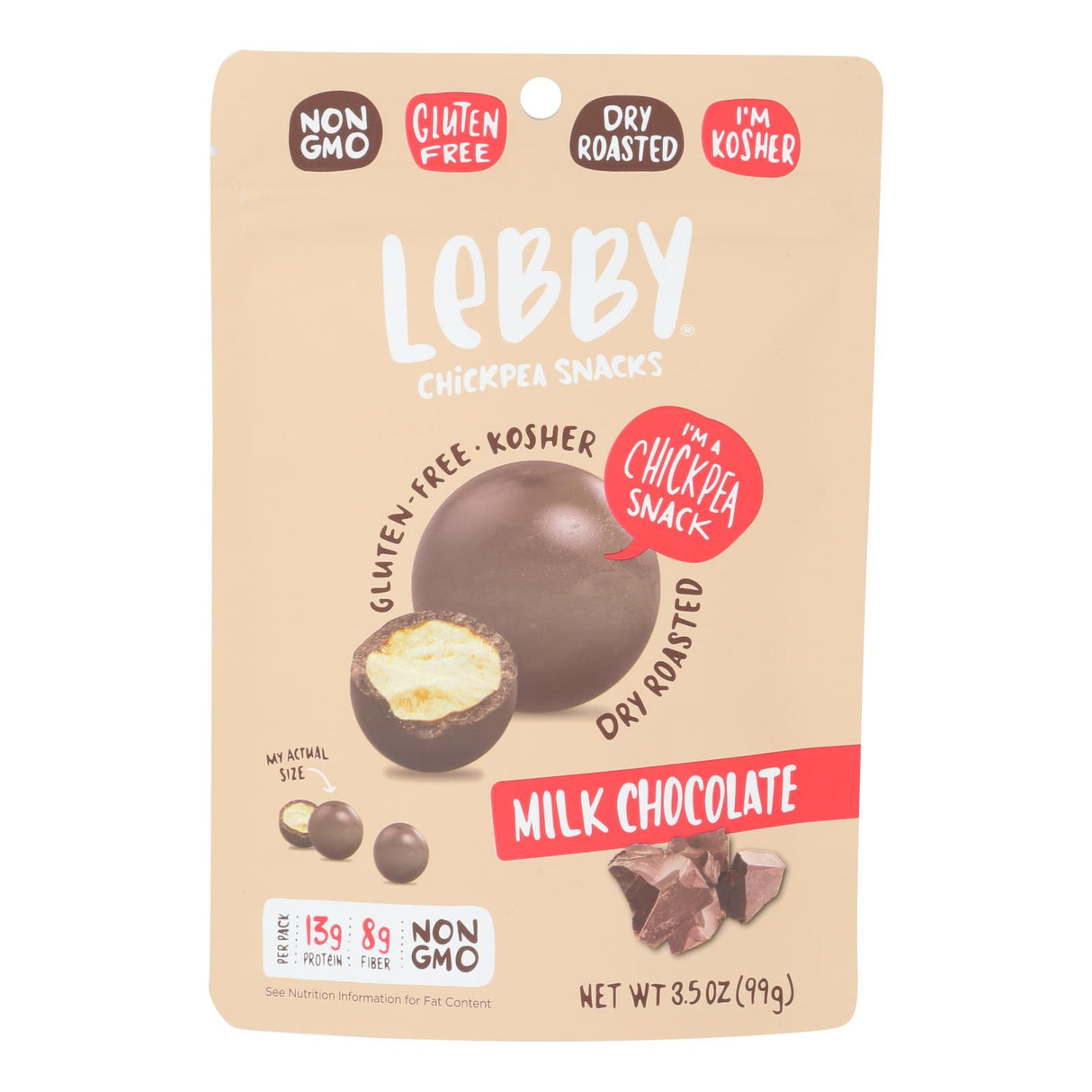 Lebby Snacks Milk Chocolate Chickpea Snacks, 3.5 Oz, Pack of 6 - Cozy Farm