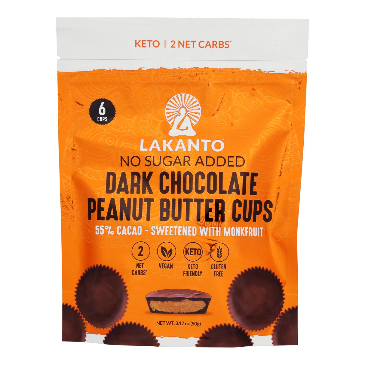 Lakanto No-Sugar-Added Peanut Butter Cups with Dark Chocolate (3.17 Oz Each, Pack of 8) - Cozy Farm