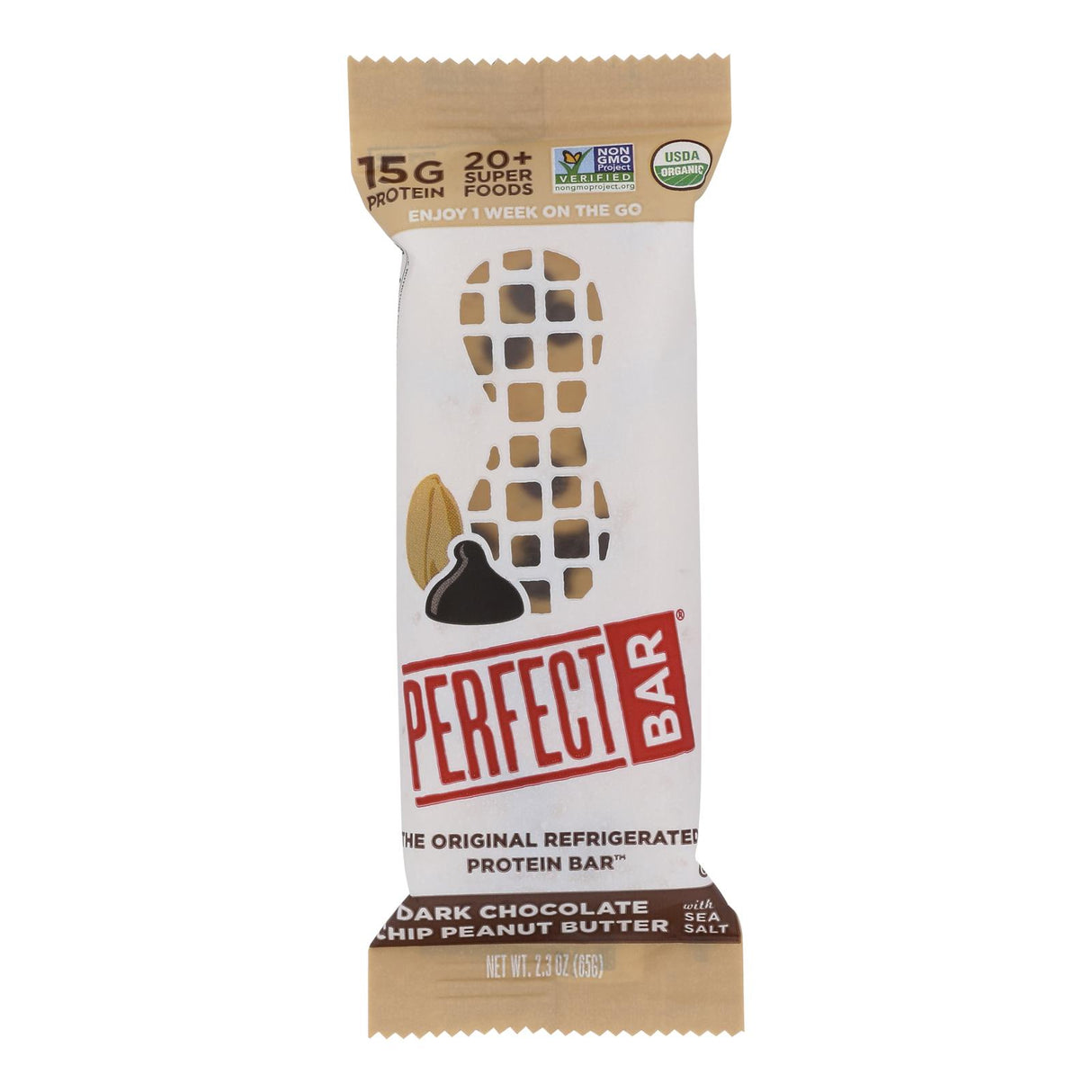 Perfect Bar Dark Chocolate Chip Peanut Butter - Case of 8 - 2.3 Oz Bars - Cozy Farm