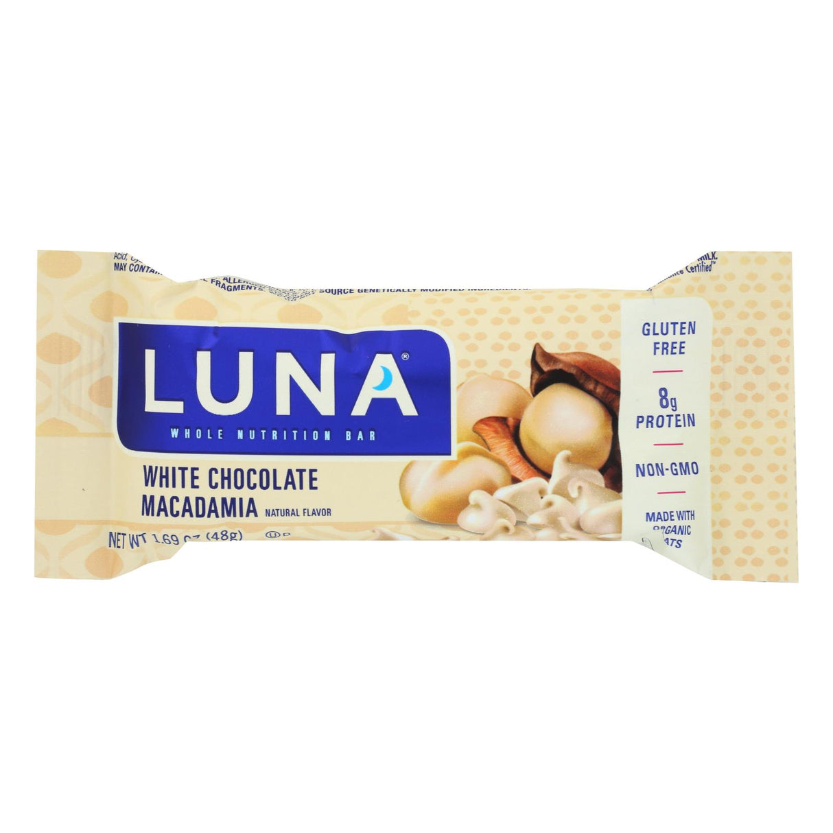Luna Bar - Organic White Chocolate Macadamia Nut, 1.69 Oz, 15-Count Case - Cozy Farm