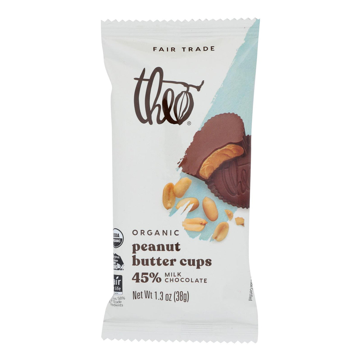 Theo Chocolate Peanut Butter Cups - Rich Milk Chocolate - 1.3 Oz - Case of 12 - Cozy Farm