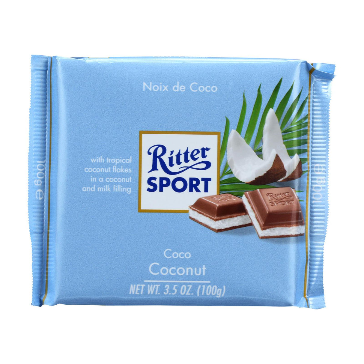 Ritter Sport Milk Chocolate Coconut Bars - 3.5 Oz Bars - Pack of 12 - Cozy Farm