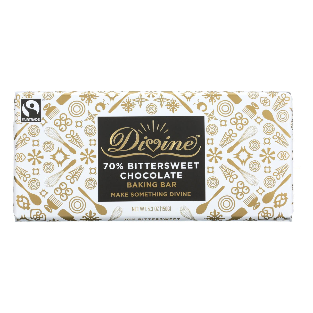 Divine Baking Bar 70% Bittersweet Chocolate - 5.3 oz - Case of 12 - Cozy Farm