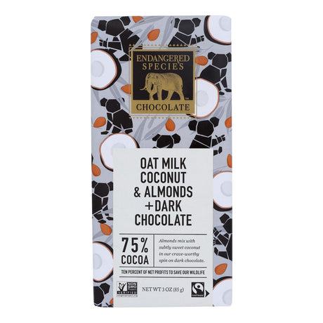 Organic Endangered Species Chocolate Dark Chocolate Coconut Almond Oat Milk - 12-3 Oz Bars - Cozy Farm 