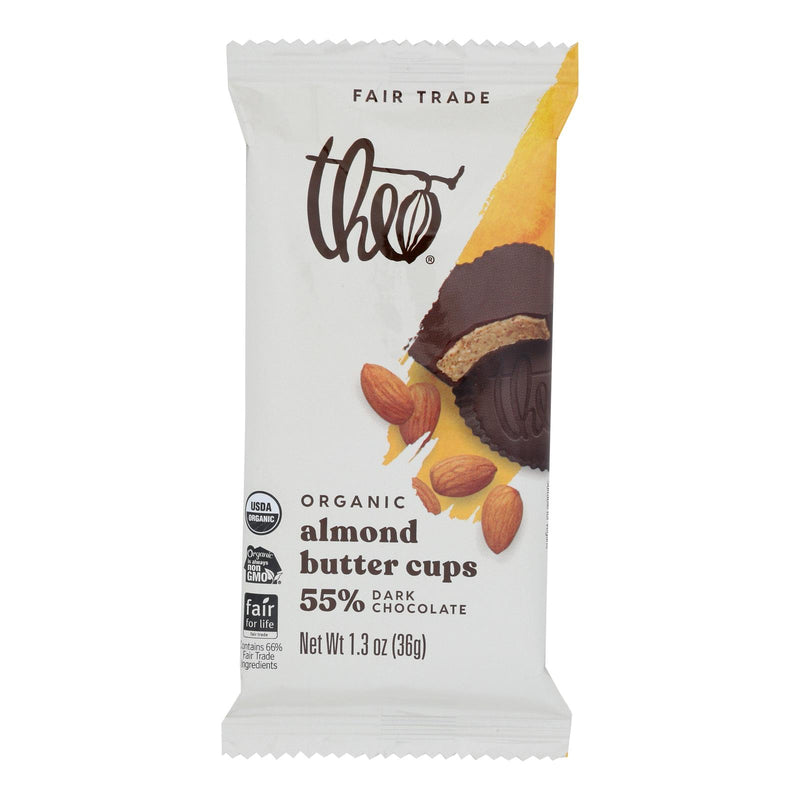 Theo Chocolate Salted Almond Butter Cups - Dark Chocolate - Case Of 12 - 1.3 Oz. - Cozy Farm 