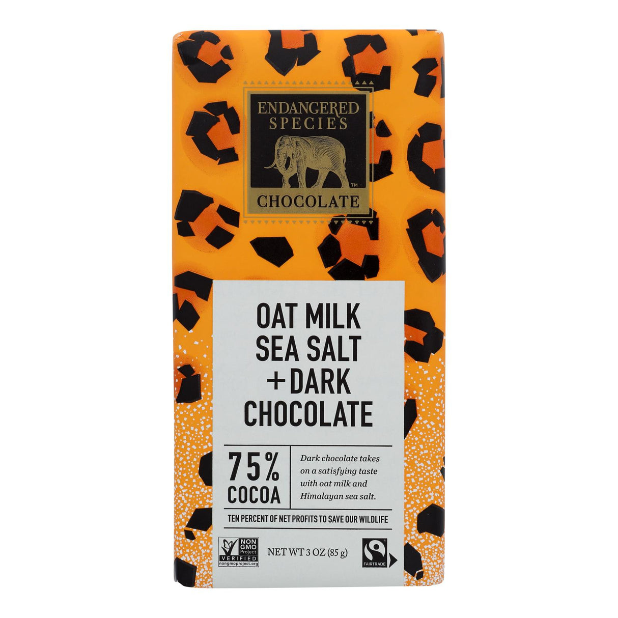 Endangered Species Dark Chocolate with Honey, Sea Salt & Oat Milk - Case of 12, 3 Oz - Cozy Farm
