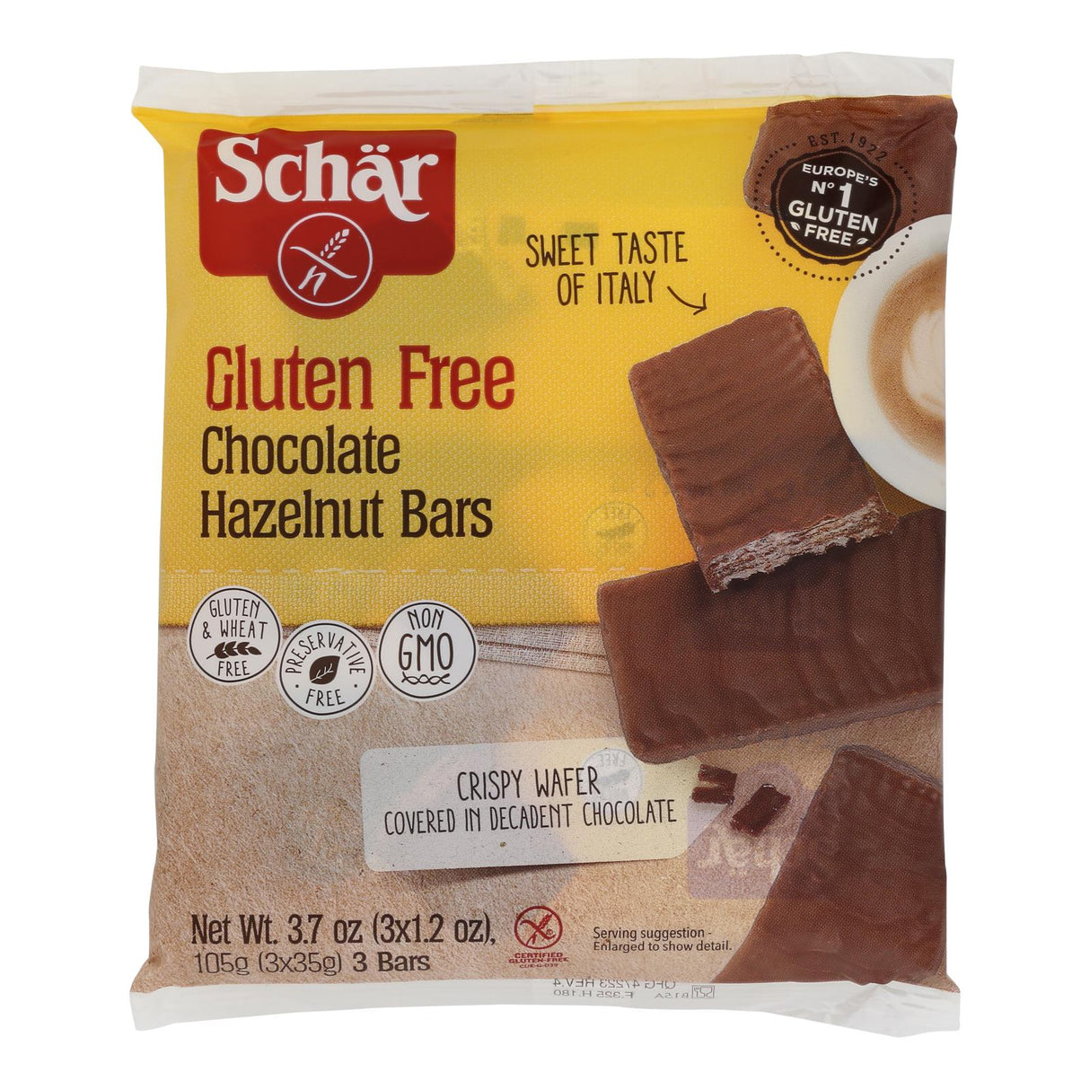 Schar Chocolate Hazelnut Gluten-Free Bars - 3.7 Oz. (Pack of 12) - Cozy Farm