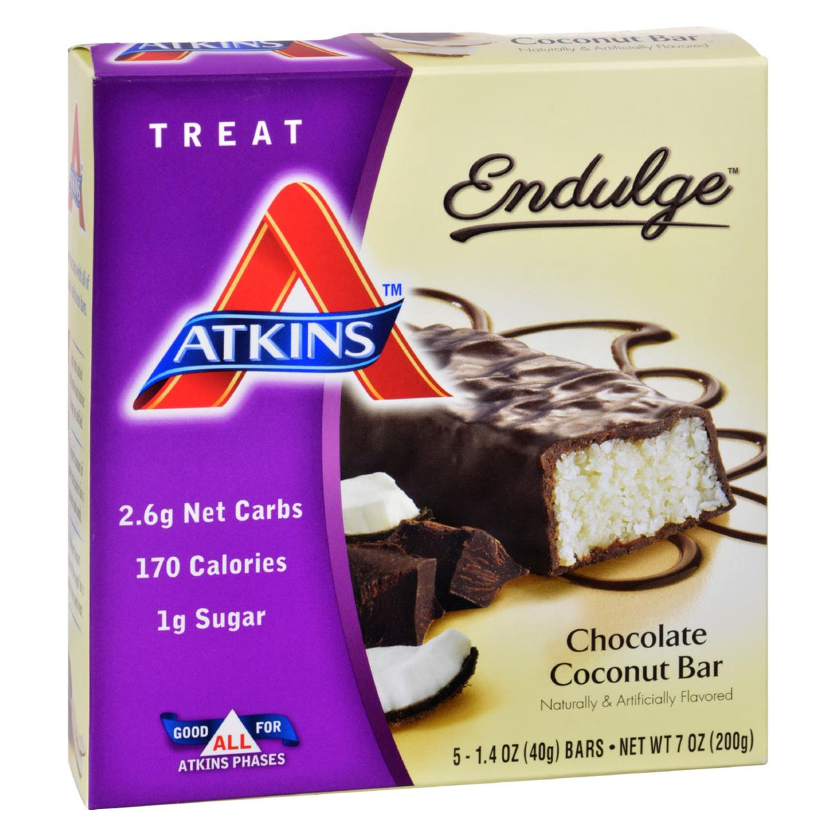 Atkins Endulge Chocolate Coconut Bar - 5 Pack / 1.4 Oz Each - Cozy Farm