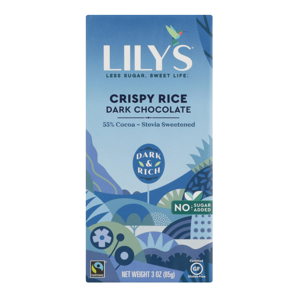 Lily's Sweets Dark Chocolate (55% Cocoa) Crispy Rice Bars - 3 Oz - Case of 12 - Cozy Farm