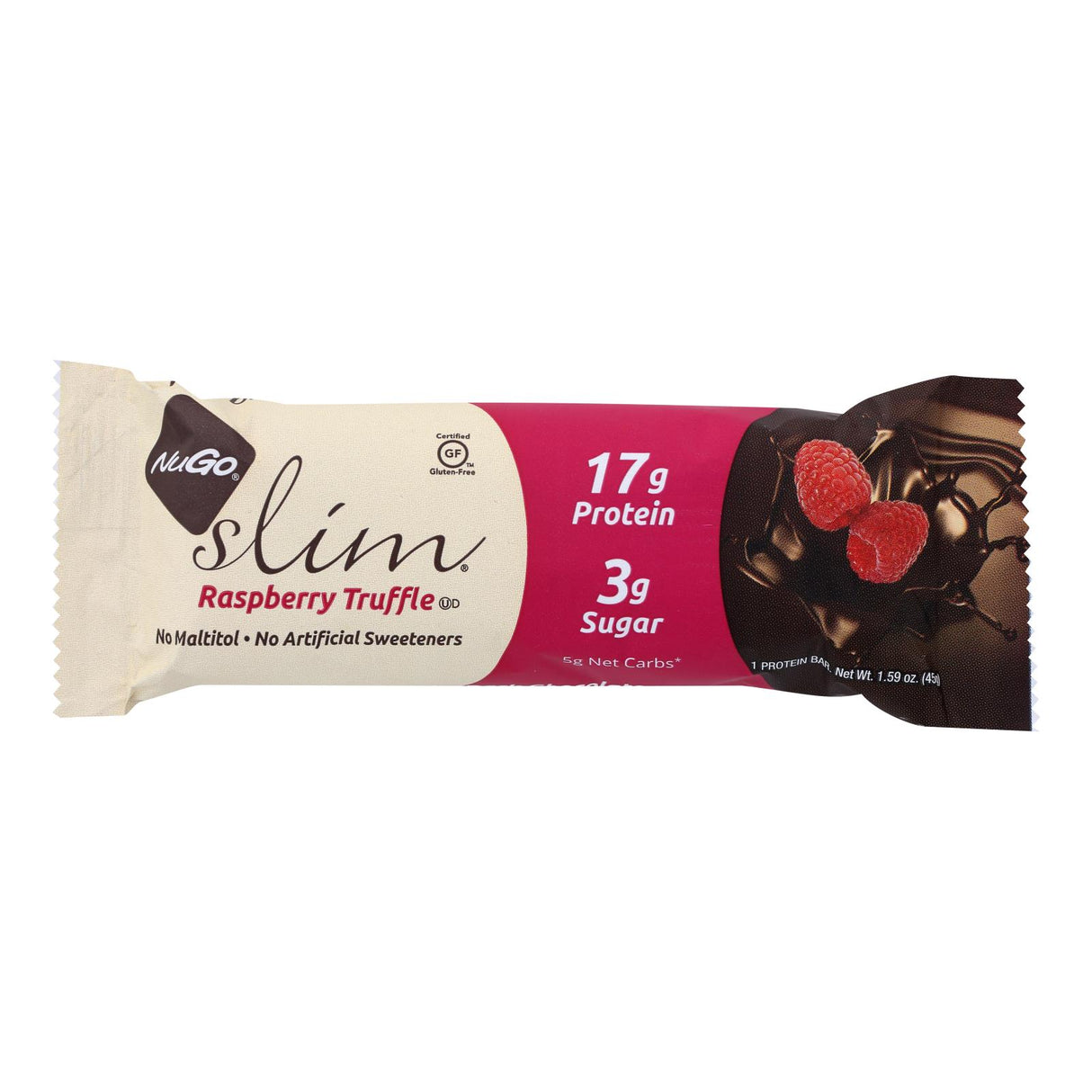 Nugo Nutrition Bar - Slim Raspberry Truffle - 1.59 Oz - Carton of 12 - Cozy Farm