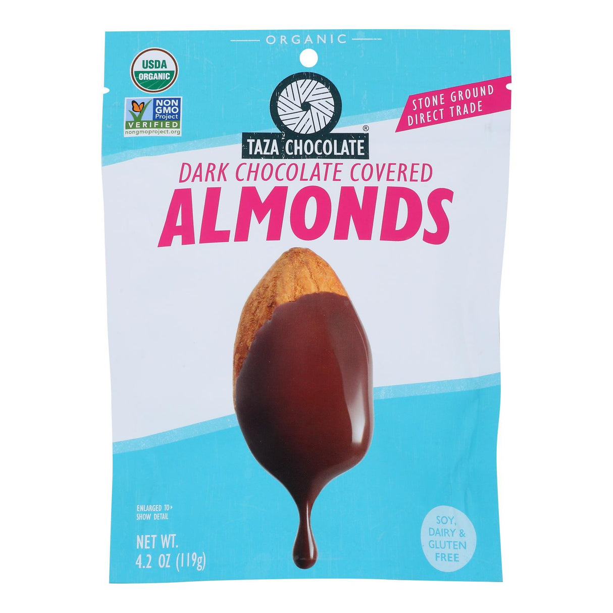 Taza Chocolate Almonds - Decadent Chocolate Covered - Rich Flavor - 3.5 Oz - Case of 12 - Cozy Farm