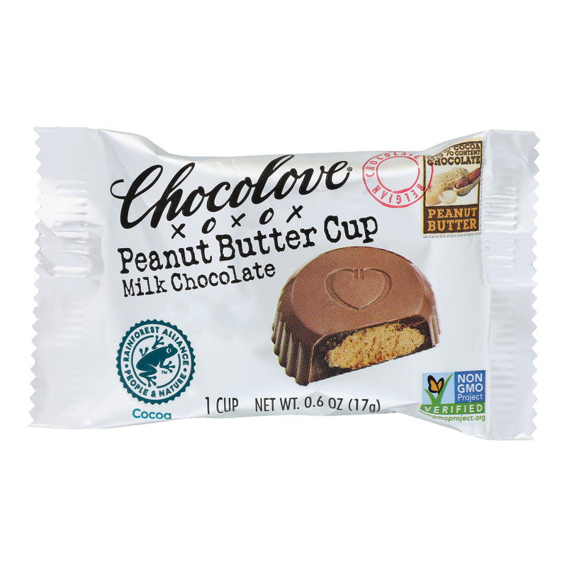 Chocolove XOXO Creamy Peanut Butter in Delicious Milk Chocolate Cups, .6 oz (Case of 50) - Cozy Farm 