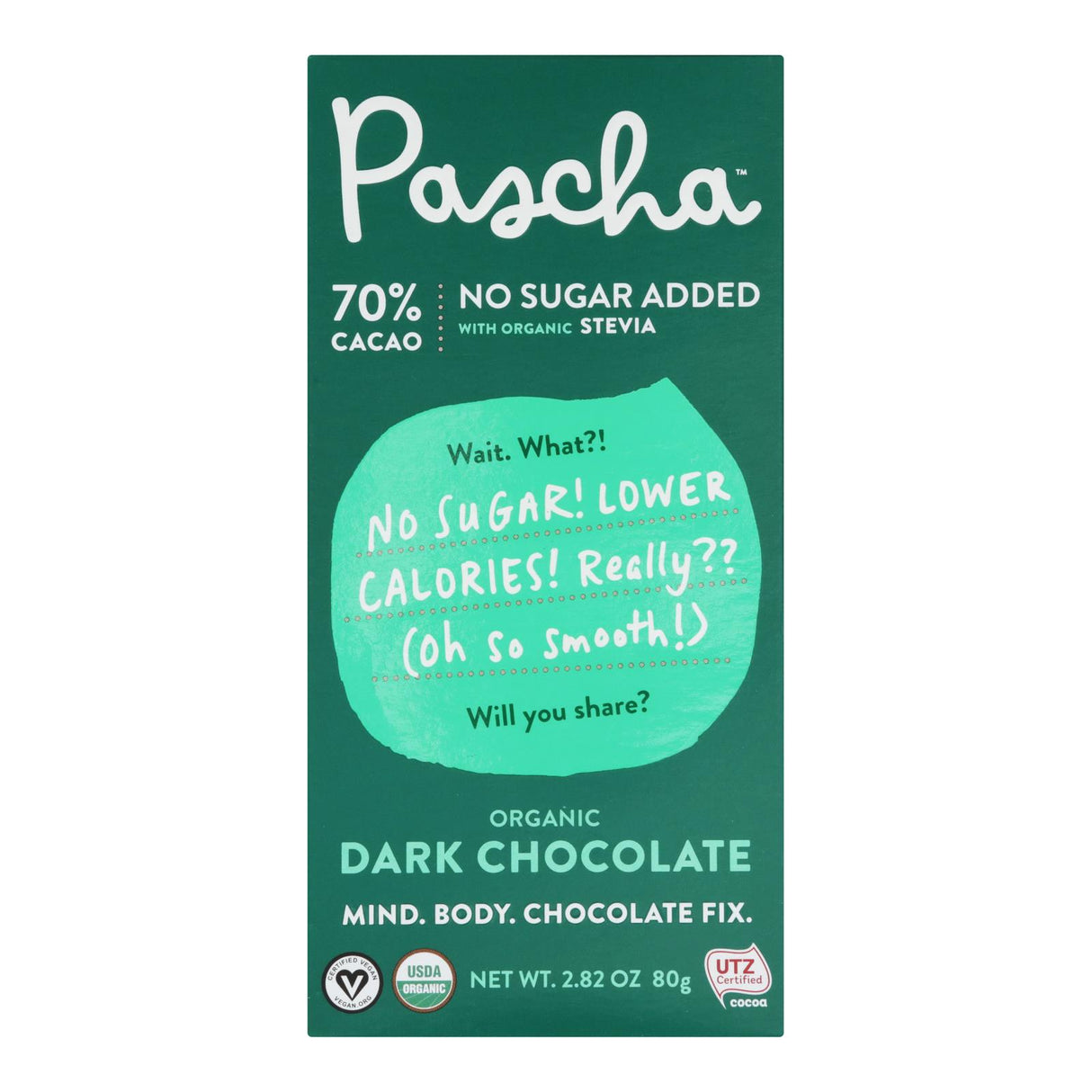 Pascha Dark Chocolate Bar - 70% Cocoa With Stevia Sweetener - 2.82 Oz, 10-Pack - Cozy Farm
