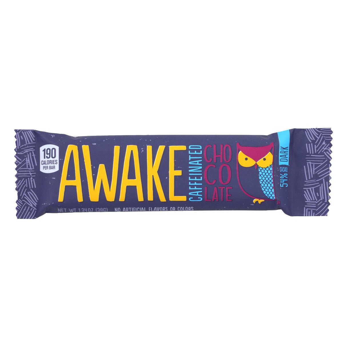 Awake Caff Dark Chocolate - Case of 12 - 1.34 oz Bars - Cozy Farm