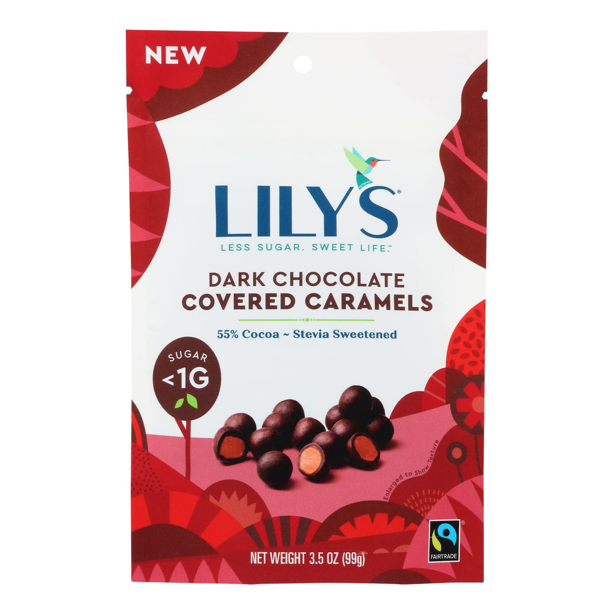 Lilys Dark Chocolate Caramels with Stevia Sweetener, 3.5 oz (Case of 12) - Cozy Farm