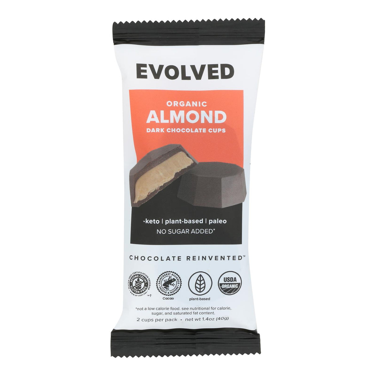 Evolved Keto Cups Almond 1.41 Oz - Case of 18 - Keto Friendly - Cozy Farm
