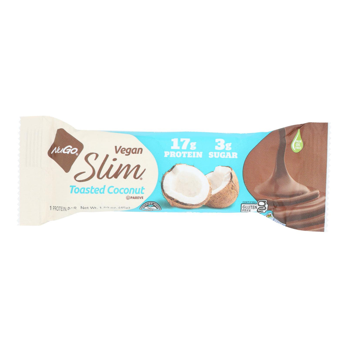 Nugo Nutrition Bar Slim - Toasted Coconut - 12 Bars - 1.59 Oz Per Bar - Cozy Farm