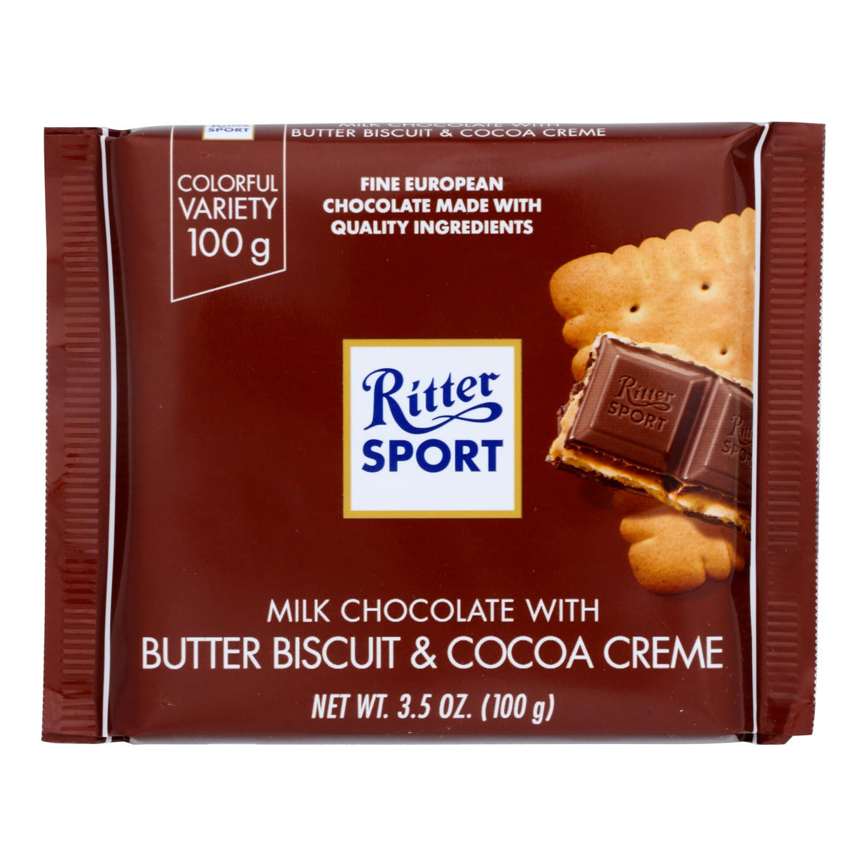Ritter Sport Milk Chocolate Butter Biscuit Chocolate Bars - 3.5 Oz. Bars - Case of 11 - Cozy Farm