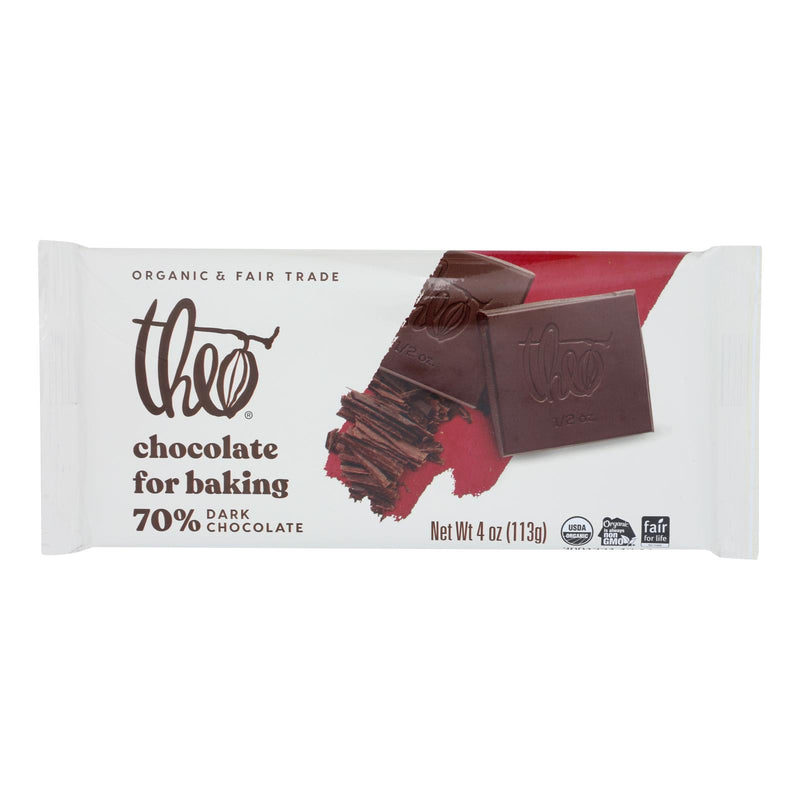 Theo Chocolate Baking Bar - 70 Percent Dark Chocolate - Case Of 10 - 4 Oz. - Cozy Farm 