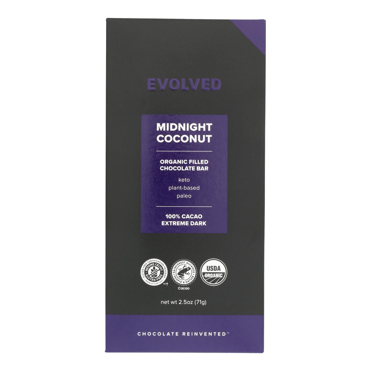 Midnight Coconut Dark Chocolate Bar - 2.5 Oz. - 8 Pack - Cozy Farm