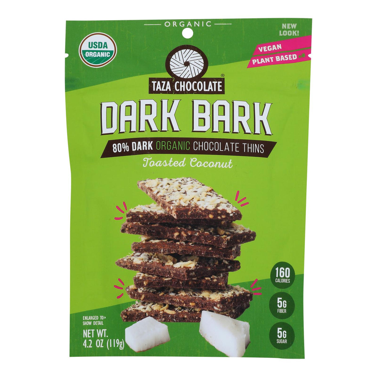 Taza Chocolate Organic Dark Bark with Toasted Coconut, 4.2 Oz - Cozy Farm