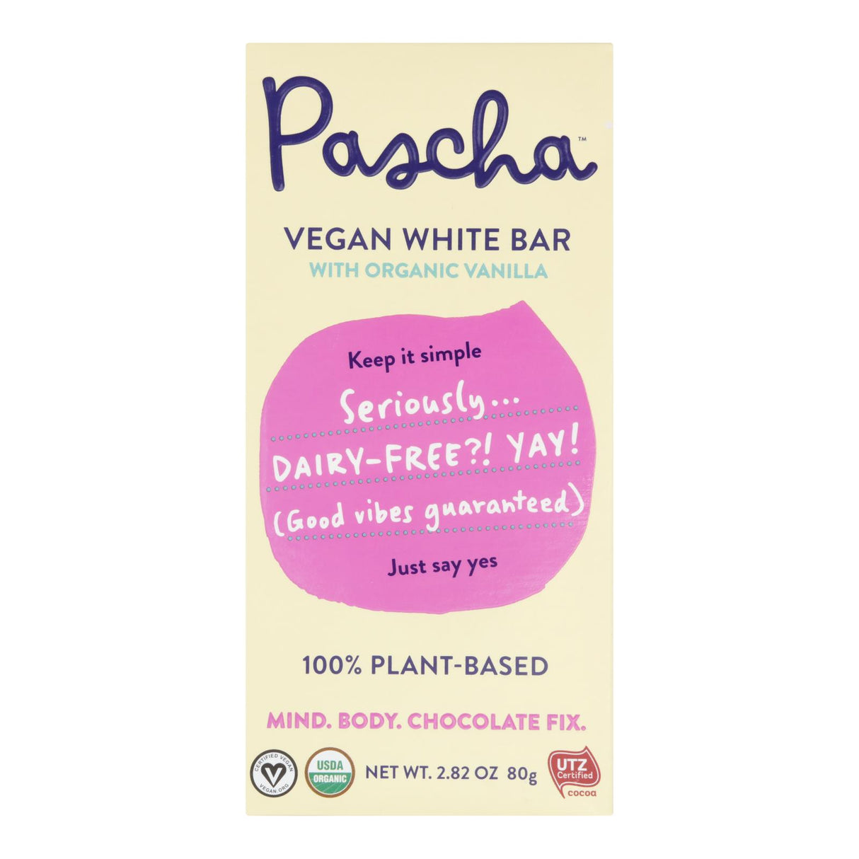 Pascha Vegan White Chocolate Bar - 2.82 Oz - Case of 10 - Cozy Farm