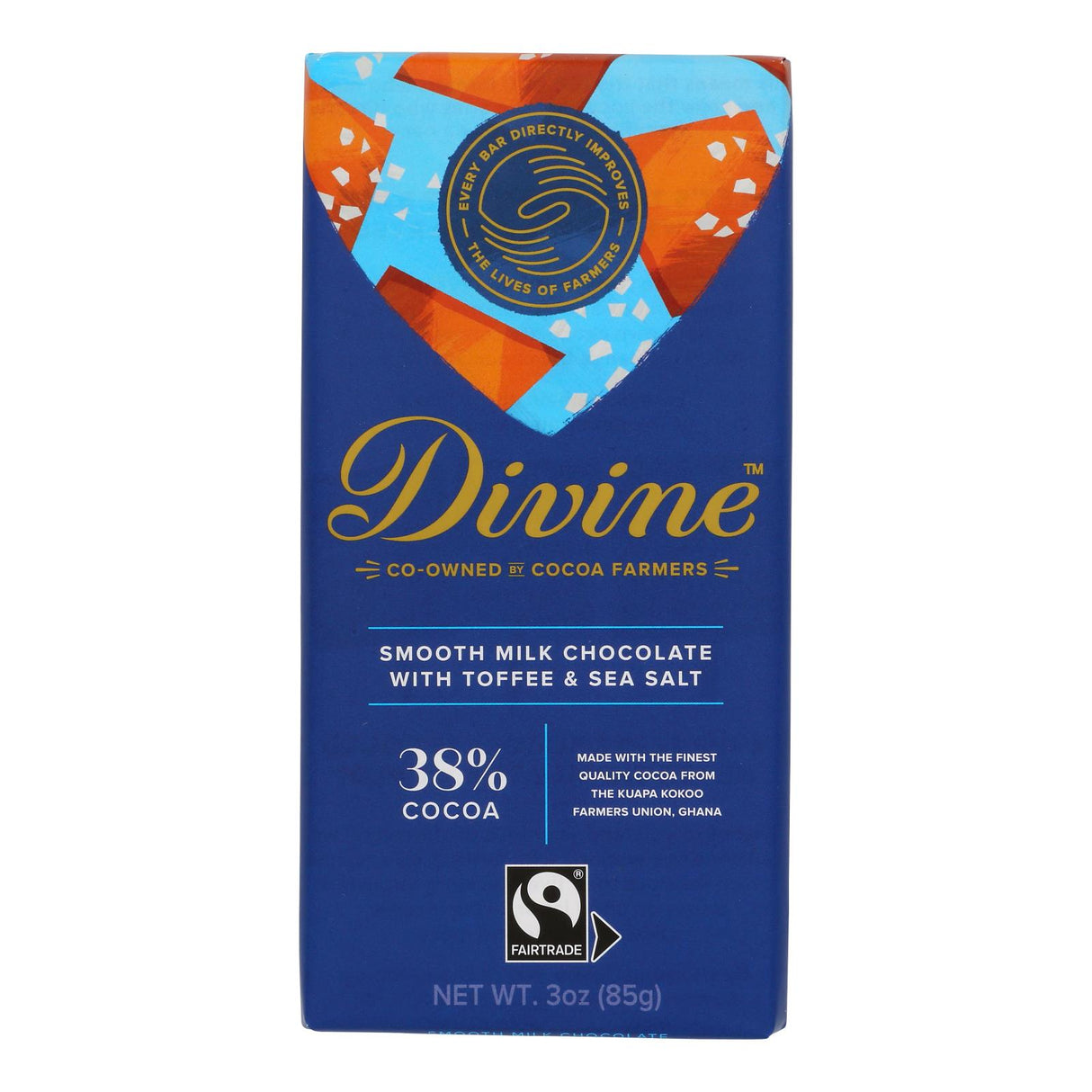 Divine Chocolate Milk Toffee Bar - 3 Oz - Case of 12 - Cozy Farm
