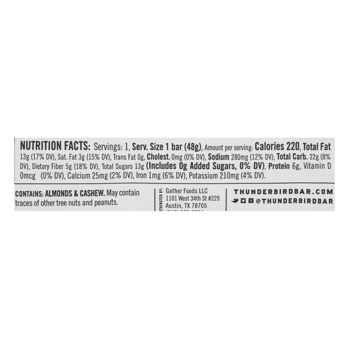 Thunderbird Bar Chocolate Almond Butter Sea Salt - 12 Pack, 1.7 Oz each - Cozy Farm