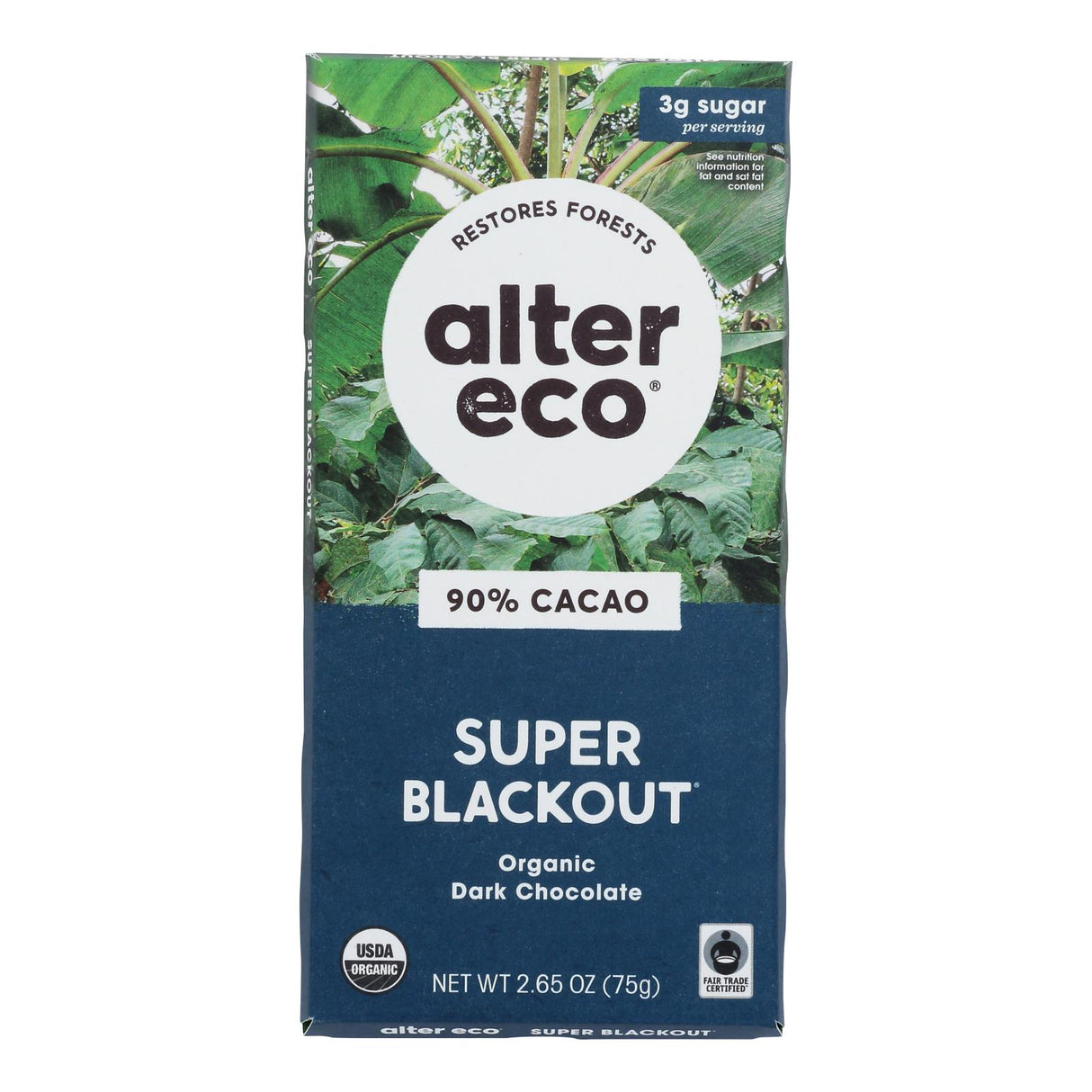 Alter Eco Organic Dark Super Blackout Chocolate Bar - 2.65 Oz - Case of 12 - Cozy Farm