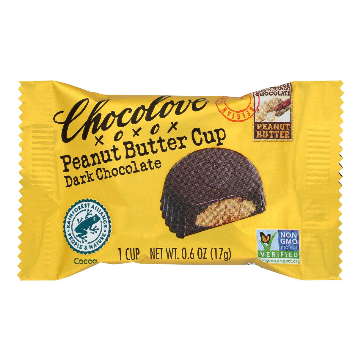 Chocolove Xoxox Peanut Butter Dark Chocolate Cups, Case of 50, .6 Oz - Cozy Farm
