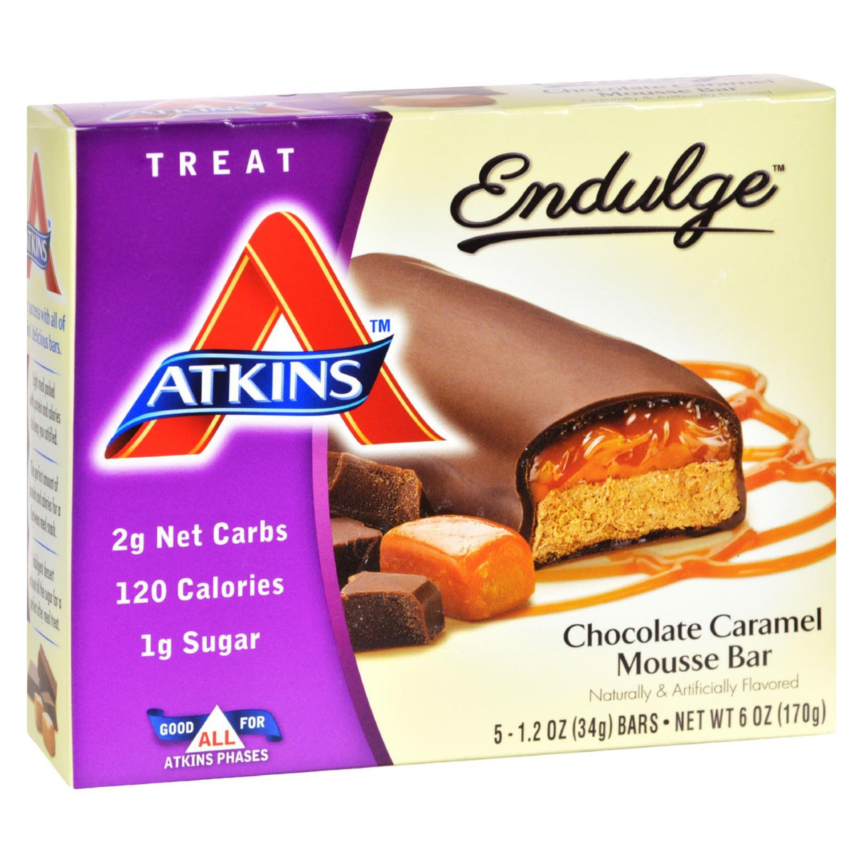 Atkins Endulge Chocolate Caramel Mousse Bars - 5 Pack (1.3 oz Bars) - Cozy Farm