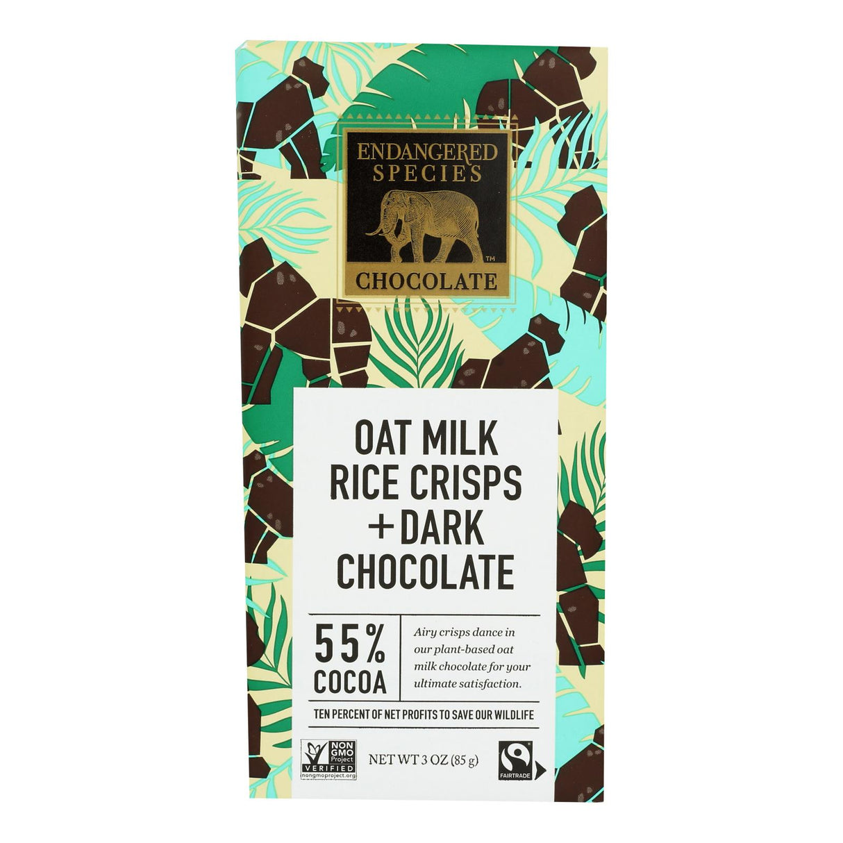 Endangered Species Chocolate Dark Chocolate Quinoa Crispy Oat Milk - Pack of 12 - 3 Oz - Cozy Farm