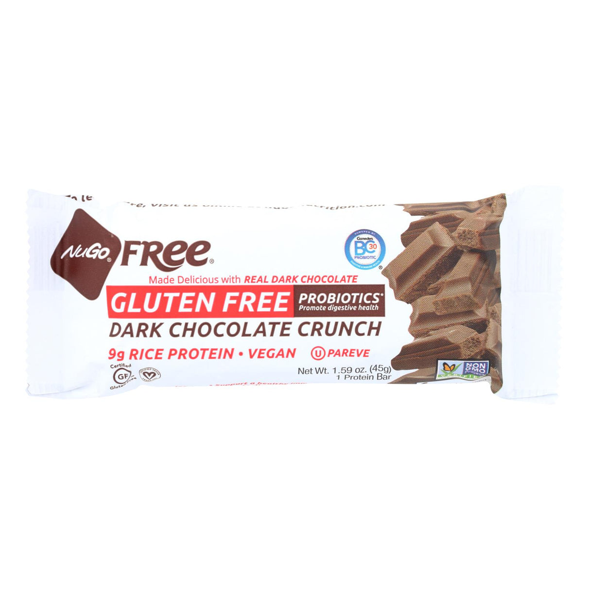 Nugo Nutrition Bar - Gluten-Free Dark Chocolate Crunch - 45g - 12-Pack - Cozy Farm