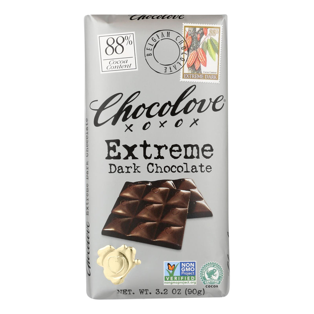 Chocolove XO Extreme Dark Chocolate Bar - Intense Flavor - 12x3.2 Oz - Cozy Farm